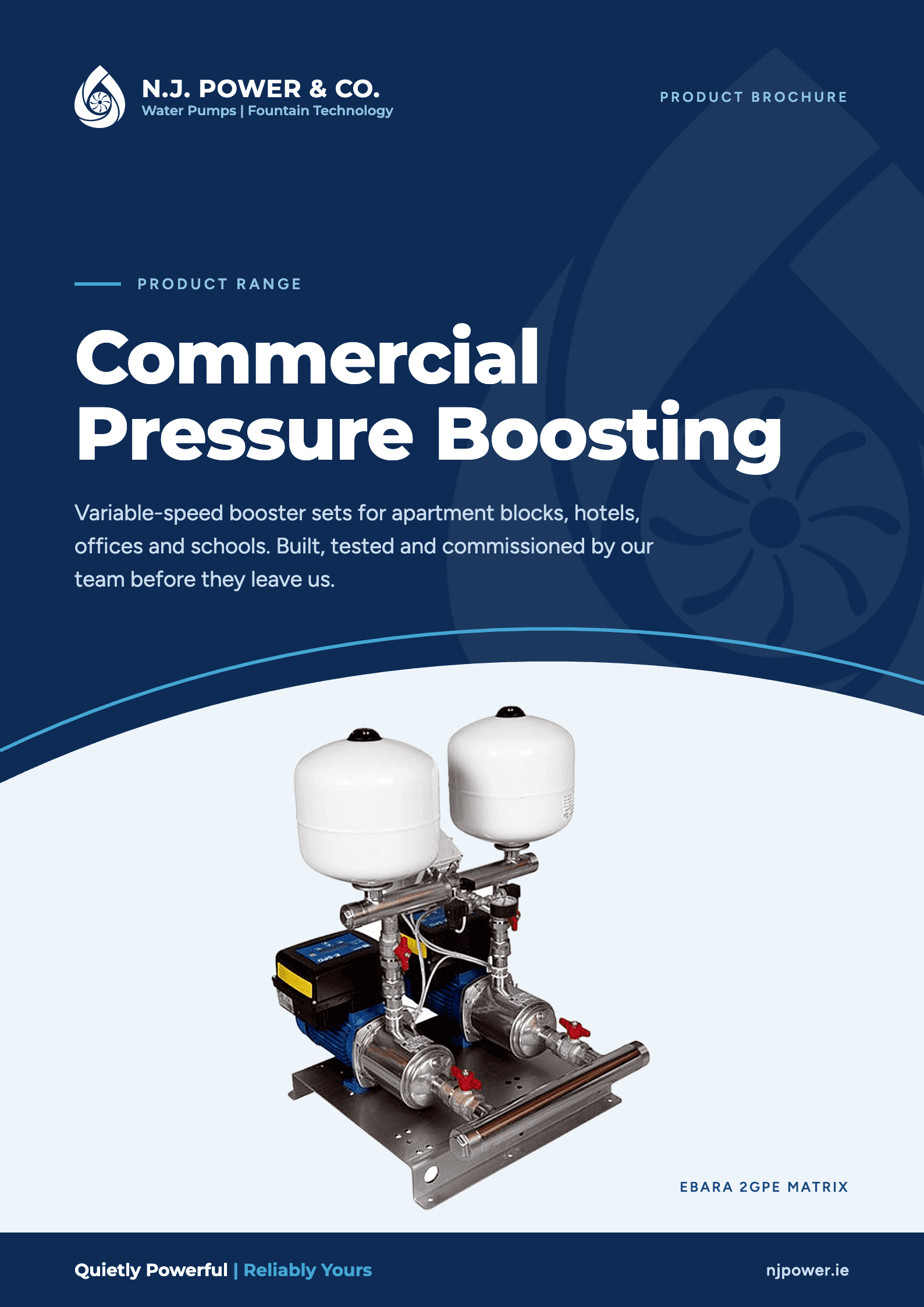 Cover of the N.J. Power Commercial Pressure Boosting brochure